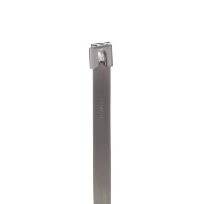 Pan-Steel Self-locking Cable Ties speed up installation with a unique self-locking head design that locks into any part of the tie. Plus, the smooth edges of 304 stainless steel promote worker safety in indoor environments. Extra-heavy cross section, Max bundle diameter: 2in, 11.8in, Tensile strength: 2670, 50pc.