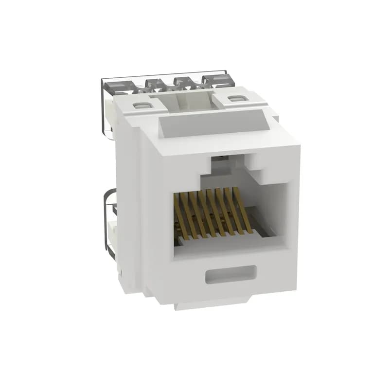 The NetKey Cat 5e UTP RJ45 Punchdown Keystone Jack Module is designed to terminate 4-pair, 22-26 AWG twisted pair cable. Each module is 100% factory tested to exceed industry standard performance requirements. Contacts are plated with 50 microinches of gold for superior performance. Jacks are individually serialized, and are compatible with keystone interfaces such as NetKey Faceplates, Modular Patch Panels, and Surface Mount Boxes. The module is white and includes 25 per package.
