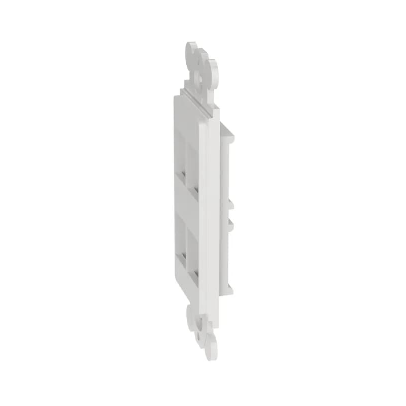 The NetKey Adapter accepts four keystone modules, mounts to a standard GFCI faceplate, and is white.