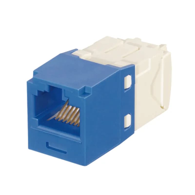 The Mini-Com Cat 6 UTP RJ45 TG Keyed Jack Module is designed to terminate 4-pair, 22-26 AWG twisted pair cable and only allow same-color Keyed Panduit Patchcords to be inserted. Each module is 100% factory tested to exceed industry standard performance requirements. TG style termination eliminates the need for a termination tool. Each jack is individually serialized for traceability and is compatible with Mini-Com Modular Patch Panels and Faceplates.