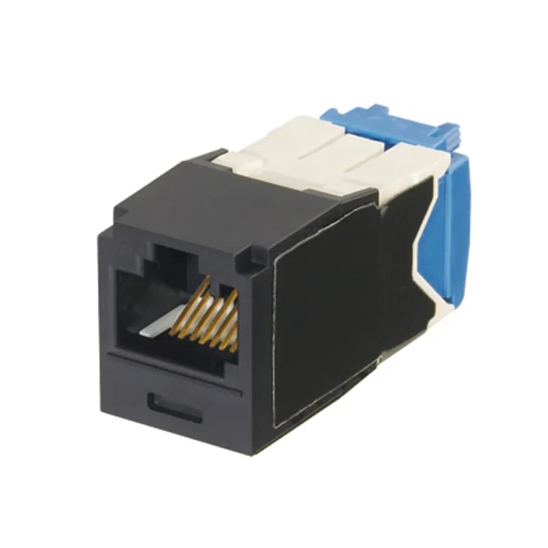 The Mini-Com Cat 6A UTP RJ45 TG Keyed Jack Module is designed to terminate 4-pair, 22-26 AWG twisted pair cable and only allow same-color Keyed Panduit Patchcords to be inserted. Each module is 100% factory tested to exceed industry standard performance requirements. TG style termination eliminates the need for a termination tool. Each jack is individually serialized for traceability and is compatible with Mini-Com Modular Patch Panels and Faceplates.