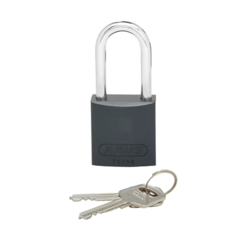 Aluminum body padlock, 3.00" long shackle, black.