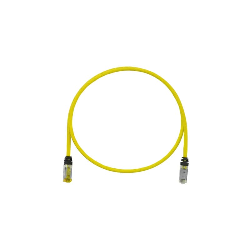 The TX6A 10Gig Keyed Cat 6A STP Patch Cord is a 5-Meter, Yellow cord constructed of 26 AWG, shielded, twisted pair, stranded, CM/LSZH cable. It's equipped with a TX6A 10Gig Keyed Modular Plug on one end and a Non-Keyed Modular Plug on the other. The tangle-free latch prevents snags and ensures a fast release, streamlining moves, adds, and changes. Enabled with RapidID, the product has pre-installed barcodes for simple port mapping using RapidID software.