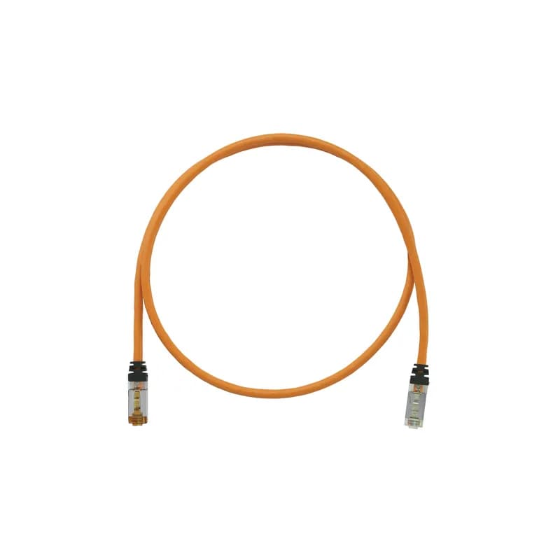 The TX6A 10Gig Keyed Cat 6A STP Patch Cord is a 5-Meter, Orange cord constructed of 26 AWG, shielded, twisted pair, stranded, CM/LSZH cable. It's equipped with a TX6A 10Gig Keyed Modular Plug on one end and a Non-Keyed Modular Plug on the other. The tangle-free latch prevents snags and ensures a fast release, streamlining moves, adds, and changes. Enabled with RapidID, the product has pre-installed barcodes for simple port mapping using RapidID software.