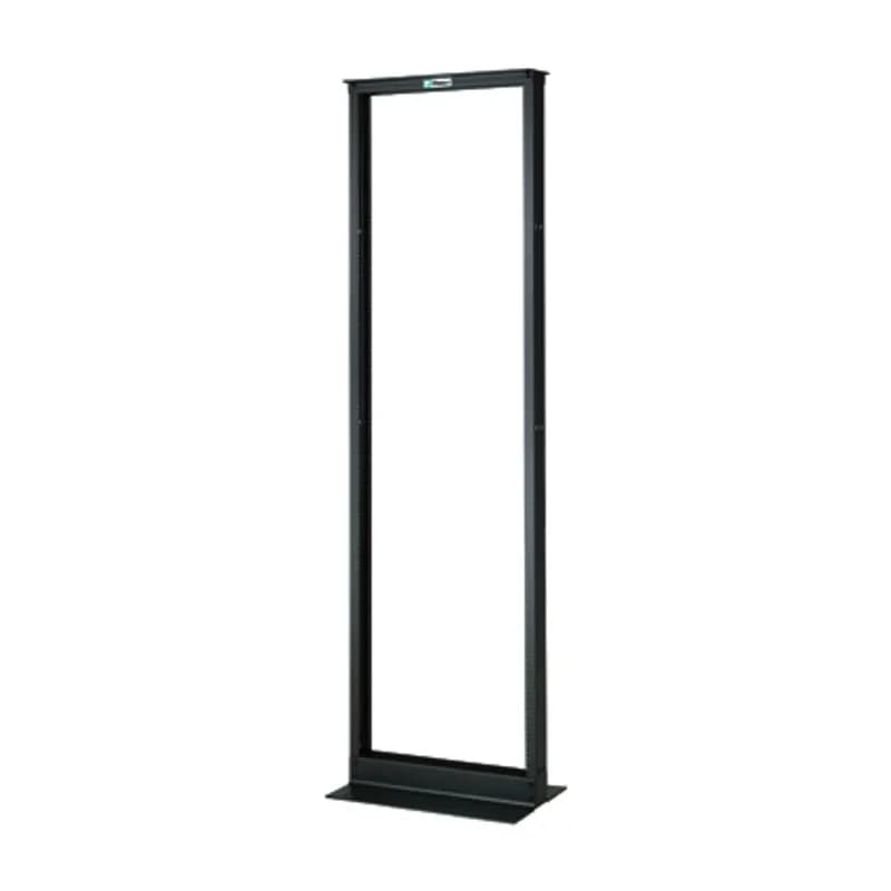 The 2-Post rack provides a reliable foundation for mounting telecommunications and data center equipment. The 84 inch tall rack accepts 23-inch wide equipment with mounting rails that have #12-24 EIA universal mounting hole spacing, and printed numbering from the bottom up. A range of cable managers and accessories work with the rack. The 3-inch deep channel rack is UL listed for 1,000 pounds and is made of extruded aluminum. The rack is 45 RU and black.