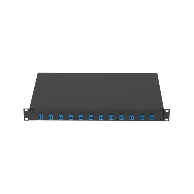 The NetKey Fiber Drawer comes preloaded with 12 LC Duplex adapters for OS1/OS2 singlemode fiber. It features zirconia split sleeves.