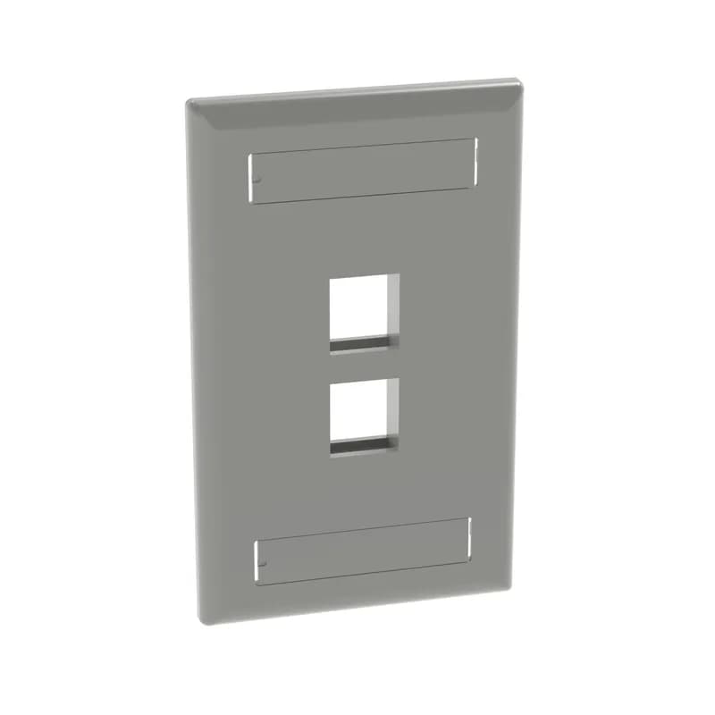 Panduit NK2FIGY - The NetKey Faceplate accepts two keystone modules. The faceplate is single gang and mounts to a NEMA standard single gang opening. The faceplate includes label and label cover, and is international gray.