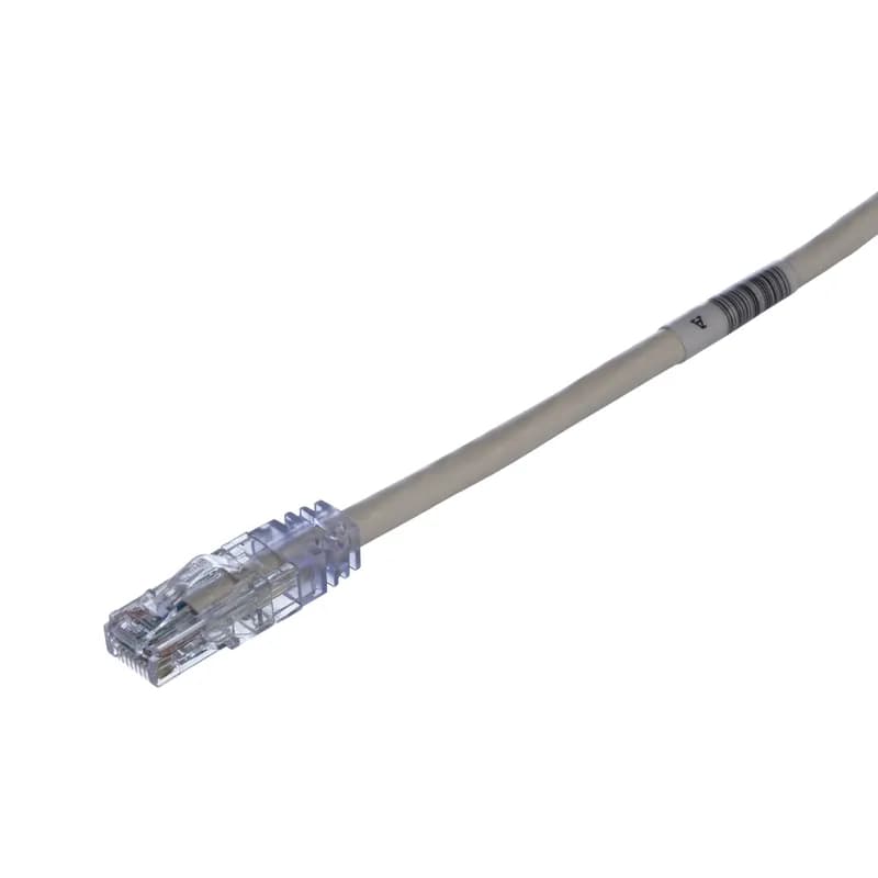 The TX6 PLUS Cat 6 UTP Patch Cord is a 2.5-Meter, Off-White cord constructed of 24 AWG, unshielded, twisted pair, stranded, CM cable with high-performance modular plugs. Its tangle-free latch prevents snags and ensures a fast release, streamlining moves, adds, and changes. The slender strain relief boot provides easy access in high-density applications. Enabled with RapidID, the product has pre-installed barcodes for simple port mapping using RapidID software.