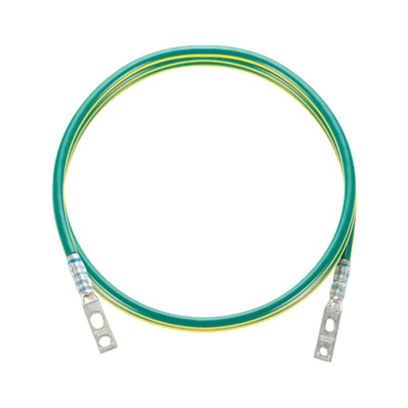 #6 AWG (16mm ) jumper, 96 in. (2.44mm ) L, pre-terminated with two straight slotted lugs to provide a bolt-on solution for grounding network equipment.