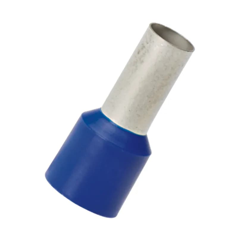 Polypropylene insulated ferrules single wire blue DIN color expanded end sleeve, #6 AWG (16.0mm ) Wire Size, 0.47 (12.0mm) Pin Length. 500 per package
