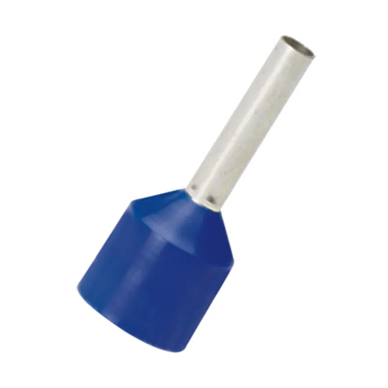 Polypropylene insulated ferrules single wire blue DIN color expanded short circuit protection end sleeve, 14 AWG (2.5mm ), .47(12.0mm) pin length.