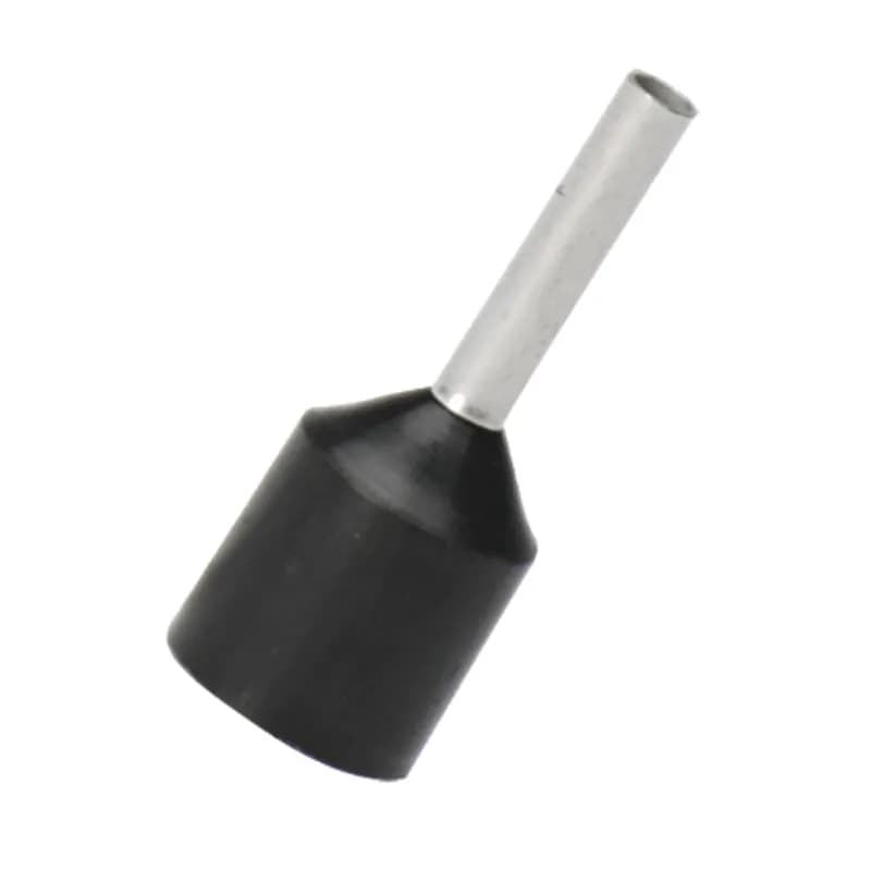 Polypropylene insulated ferrules single wire black DIN color expanded short circuit protection end sleeve, 16 AWG (1.5mm), .39(10.0mm) pin length.