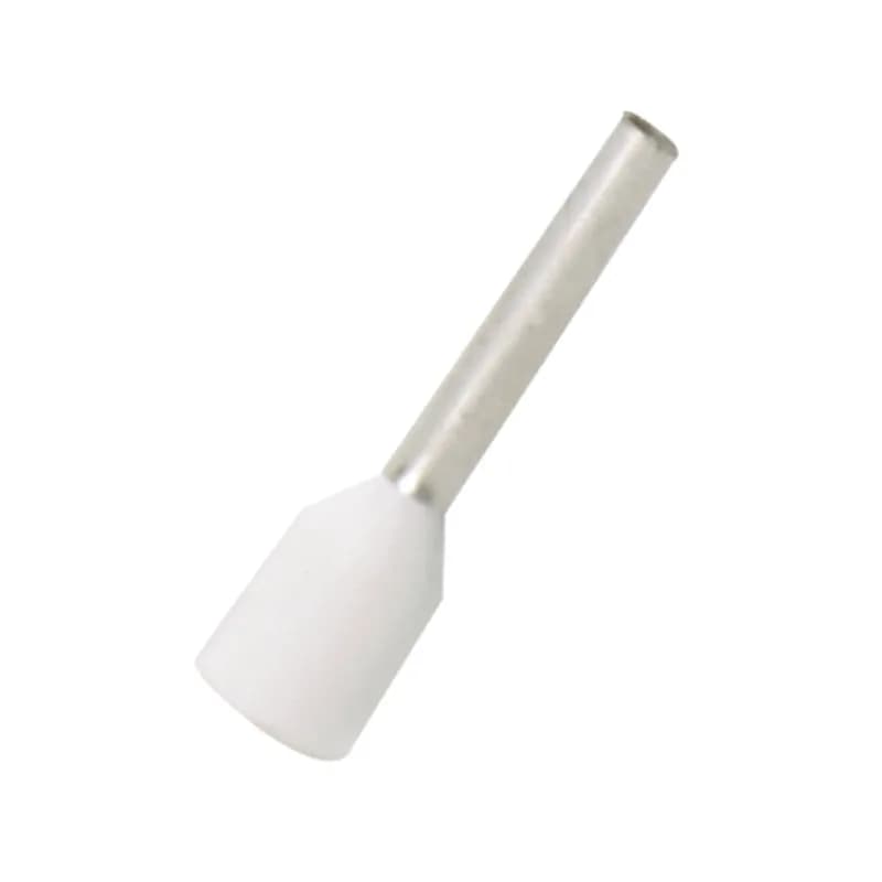 Polypropylene insulated ferrules single wire white DIN color expanded end sleeve, #22 - 20 AWG (0.5mm ) Wire Size, 0.31 (8.0mm) Pin Length.