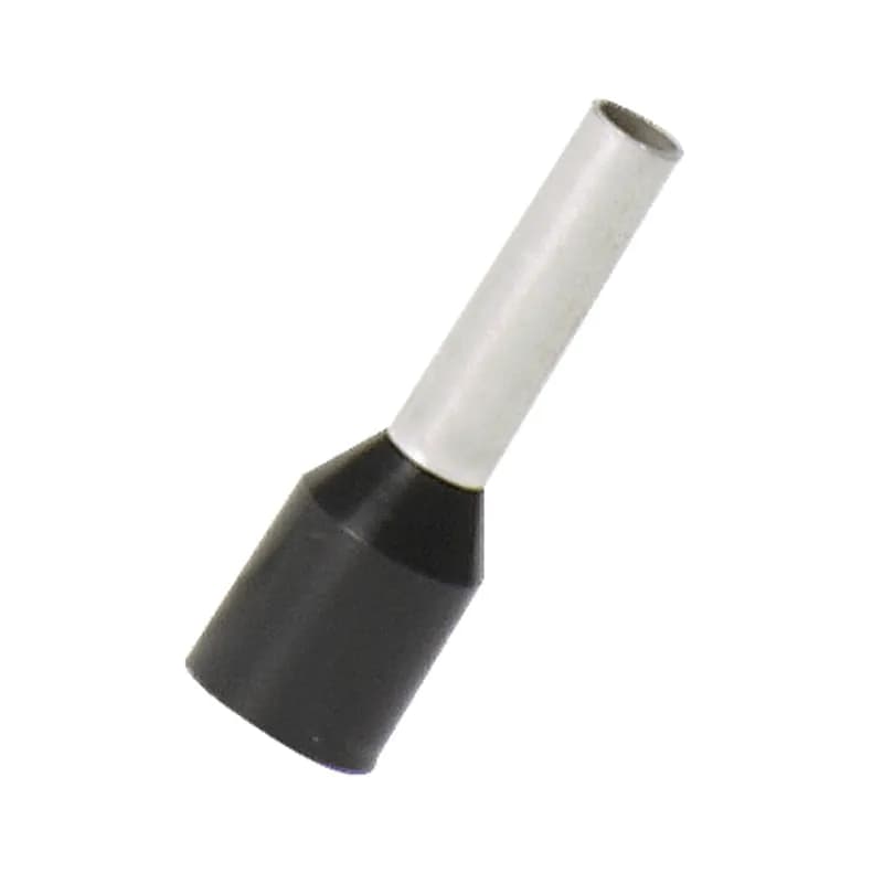 Polypropylene insulated ferrules single wire black DIN color expanded end sleeve, #16 AWG (1.50mm ) Wire Size, 0.32 (8.0mm) Pin Length.