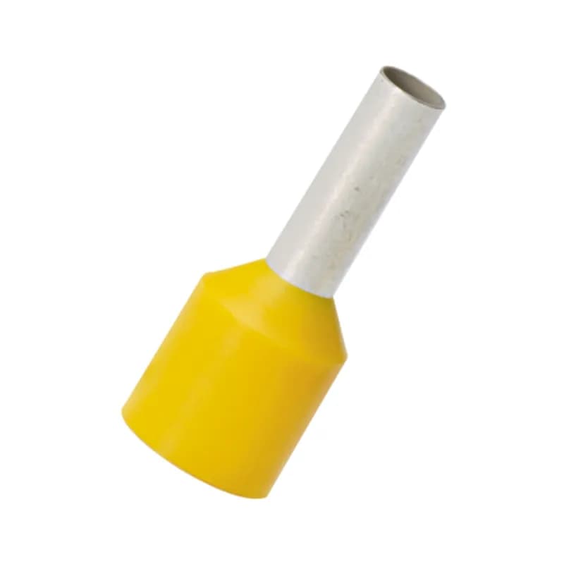 Polypropylene insulated ferrules single wire yellow DIN color expanded short circuit protection end sleeve, 10 AWG (6.0mm ), .47(12.0mm) pin length.