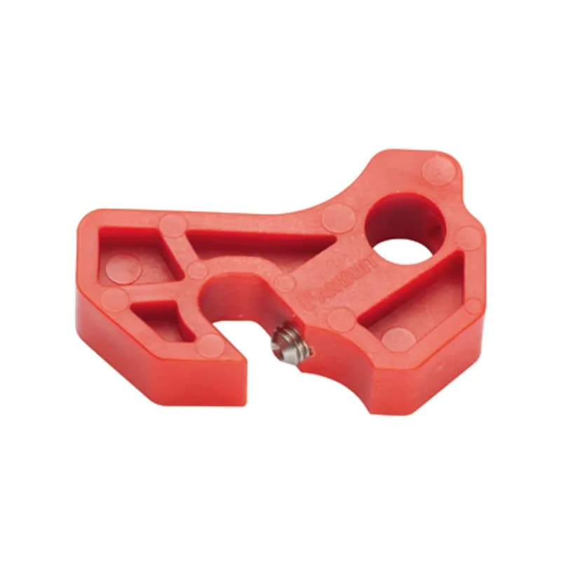 The PSL-MCB Universal Miniature Circuit Breaker Lockout quickly locks out miniature circuit breakers commonly used in industrial automation and motor control. Easy installation with a screwdriver. Nylon. 1.75" x 0.40" (44.4 mm x 10.1 mm). Color Red. 1 per package