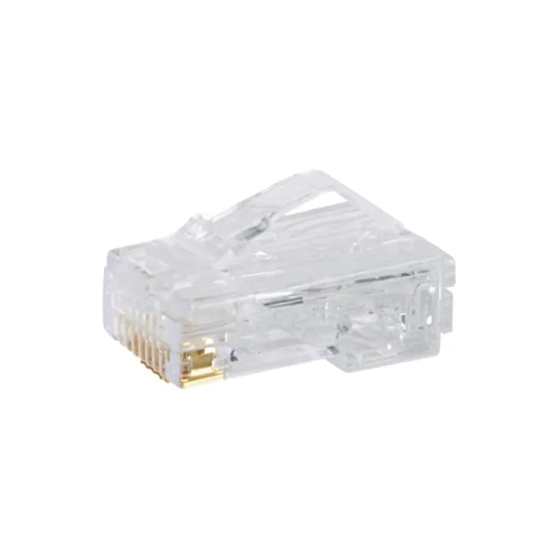 The Cat 5e 28 AWG modular plug terminates 4-pair, 28 AWG, 100 ohm, solid or stranded, unshielded twisted pair cable with maximum conductor insulation diameter of 0.027 inches (0.69mm). The modular plug has a robust construction that is rated to 2500 mating cycles. The patented tangle-free latch prevents snags and provides easy release, saving time and providing reliability on moves, adds, and changes. This includes 10 per package.