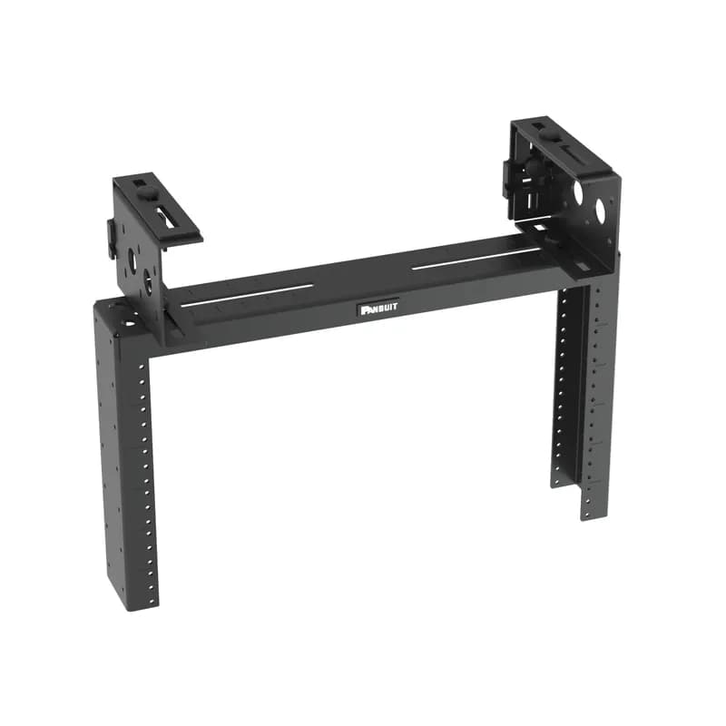 The PanZone Overhead Distribution Rack expands rack space above a rack or cabinet to maximize space in data centers and telecommunications rooms. The overhead rack can mount to most overhead racks or cable trays, or be suspended from the ceiling in numerous configurations. This distribution rack enables the deployment of zone areas for greater scalability and quicker server deployments. The overhead rack is 6 RU, rated for 80 pounds, made of steel, and is black.