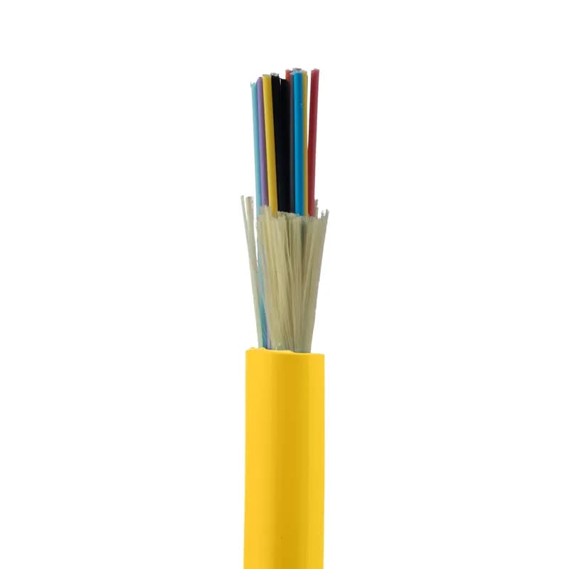 This 24 Fiber Indoor Distribution Cable is OS2, Plenum (OFNP) rated and features 900um buffered fibers.