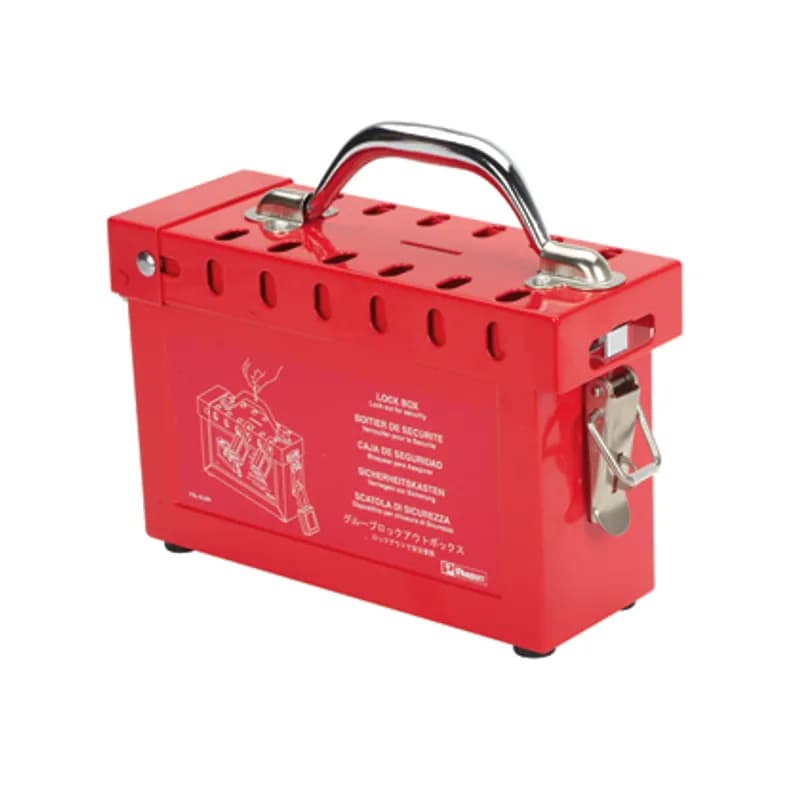 The PSL-GLBN Group Lockbox is designed to help manage multiple employees and energy sources involved in a group lockout procedure. Accommodates up to 13 padlocks (not included). Available in stainless steel construction with industrial powder-coat. 9.1" x 3.6" x 8.1" (231.1 mm x 90.5 mm x 205.7 mm). Color Red. 1 per package.
