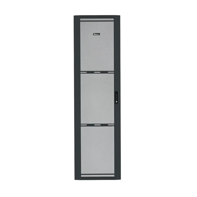 Single hinge perforated door for 45 RU 600mm wide cabinet. Color: Black