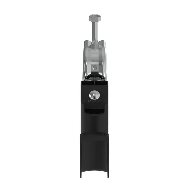 StrongHold JP131SBC50RB-L20 J-Pro J hook with Screw-On Beam Clamps have a patented design, featuring complete horizontal and vertical 1" bend radius control as well as 360 degree rotation. This feature prevents pinch points and degradation of cable performance. They are suitable for use in air handling spaces and are UL listed. For use with flanges 5/16" to 1/2" (7.9mm - 12.7mm) thick and 1.31 (33.3mm) max bundle capacity. Made of Nylon 6.6, are black in color and come in packages of 50.