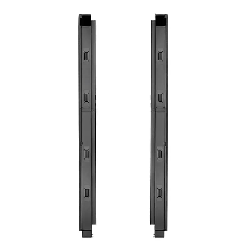 Vertical blanking panels with pass-through holes for 42 RU through 48 RU 1000mm wide cabinet. Color: Black
