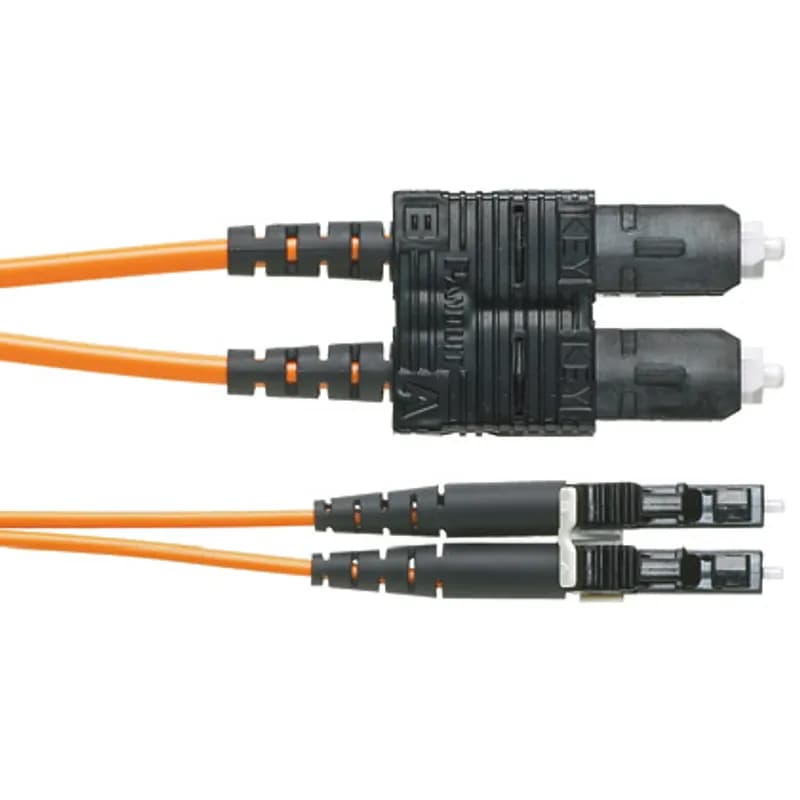NetKey 2-fiber OM3 LC to SC patch cord riser (OFNR) rated with 1.6mm jacketed cable, 10m.