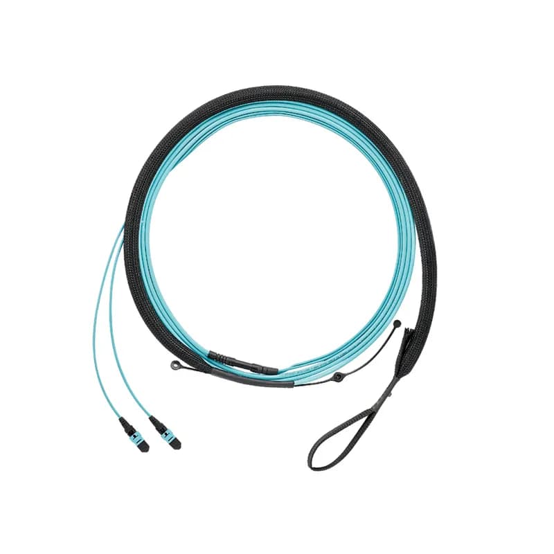 OM4, 12-fiber, harness cable assembly, plenum rated, Female PanMPO to LC duplex with 61cm (24 Inch) equal breakout, Optimized IL,12 feet