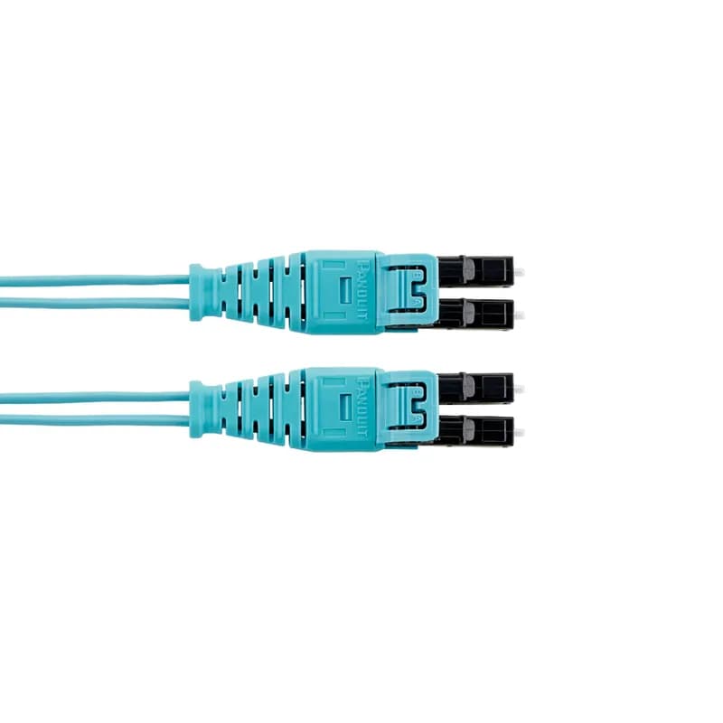 2 fiber OM4 patch cord, LC push pull to LC push pull, 16mm jacket, riser (OFNR) rated, Standard IL 9 meters