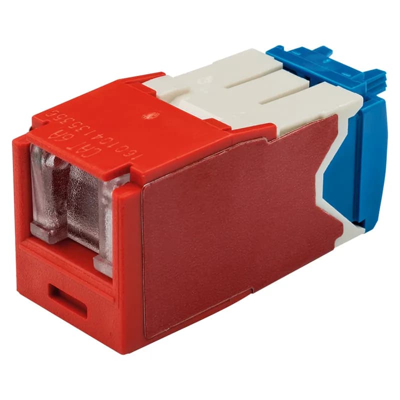 Panduit CJH6X88TGRD - The Mini-Com Cat 6A UTP RJ45 Spring-Shuttered TG Jack Module is designed to terminate 4-pair, 22-26 AWG twisted pair cable. Each module is 100% factory tested to exceed industry standard performance requirements. The integrated spring-shuttered door keeps dust and debris out of unmated RJ45 jack modules. Each jack is individually serialized for traceability and is compatible with Mini-Com Modular Patch Panels and Faceplates.