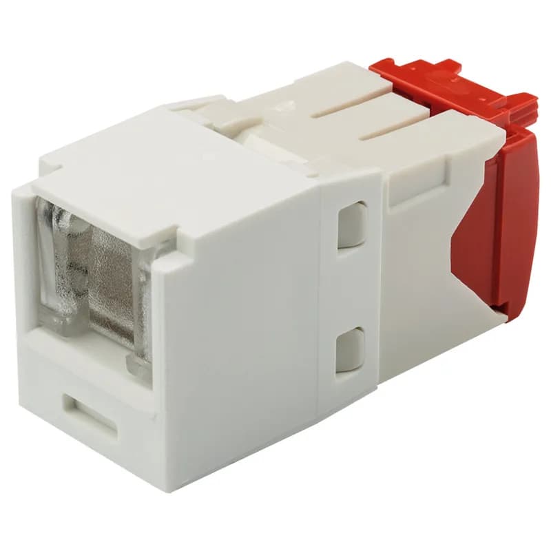 Panduit CJH5E88TGAW - The Mini-Com Cat 5e UTP RJ45 Spring-Shuttered TG Jack Module is designed to terminate 4-pair, 22-26 AWG twisted pair cable. Each module is 100% factory tested to exceed industry standard performance requirements. The integrated spring-shuttered door keeps dust and debris out of unmated RJ45 jack modules. Each jack is individually serialized for traceability and is compatible with Mini-Com Modular Patch Panels and Faceplates.