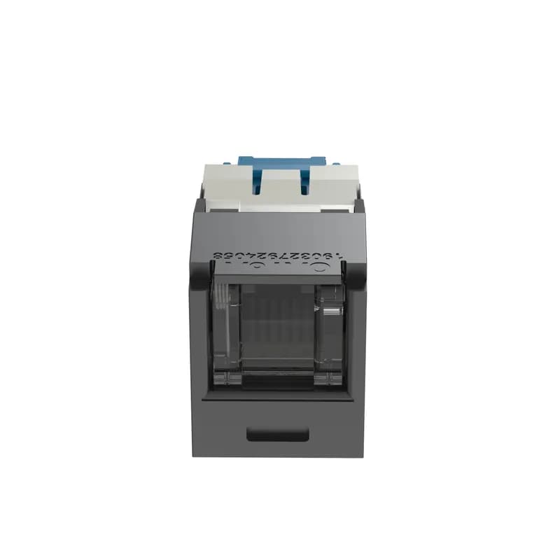 The Mini-Com Cat 6A UTP RJ45 Spring-Shuttered TG Jack Module is designed to terminate 4-pair, 22-26 AWG twisted pair cable. Each module is 100% factory tested to exceed industry standard performance requirements. The integrated spring-shuttered door keeps dust and debris out of unmated RJ45 jack modules. Each jack is individually serialized for traceability and is compatible with Mini-Com Modular Patch Panels and Faceplates. The jack module is black.