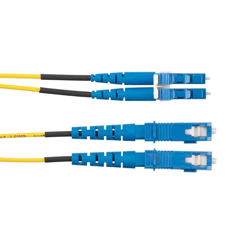 NetKey 2-fiber OS2 LC to SC patch cord, riser (OFNR) rated with 1.6mm jacketed cable, 8m.