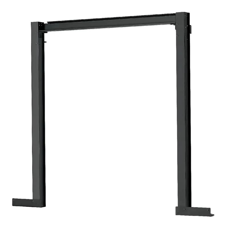 The Net-Contain End of Row Frame is part of the Universal Aisle Containment system for cold aisle or hot aisle contaiment in a floor-mounted structure compatible with most cabinet brands and sizes. The End of Row Frame is for 4-foot (1200mm) aisle widths and 48 or 52 RU cabinets. It is black.