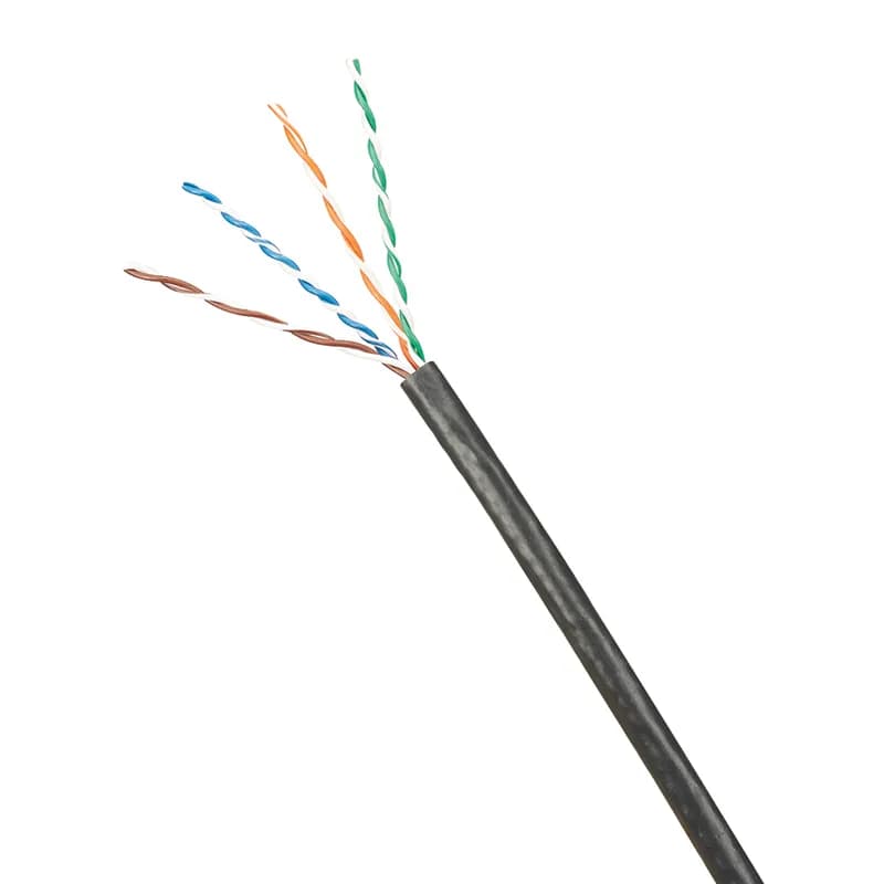 IndustrialNet Copper Cable, Industrial Ethernet, Category 5e, 4-pair, 22/1 AWG, U/UTP, CMX/CMR, 600V AWM, PLTC, Oil and sunlight resistant, PVC jacket, Black, 1000ft/305m reel