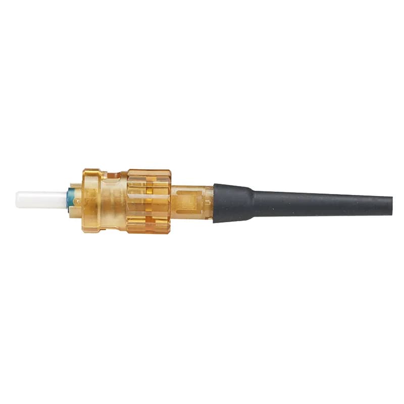 The OptiCam ST Fiber Optic Connector is a multimode 50/125?m OM2 duplex fiber connector, intended for 900-micron tight-buffered fiber installation. Field termination can be done in about two minutes using the OptiCam 2 Termination Tool. The pre-polished fiber endface eliminates time-consuming field polishing, reducing installation costs. The ST connector has a natural-colored body and backbone, with a black 900?m boot.