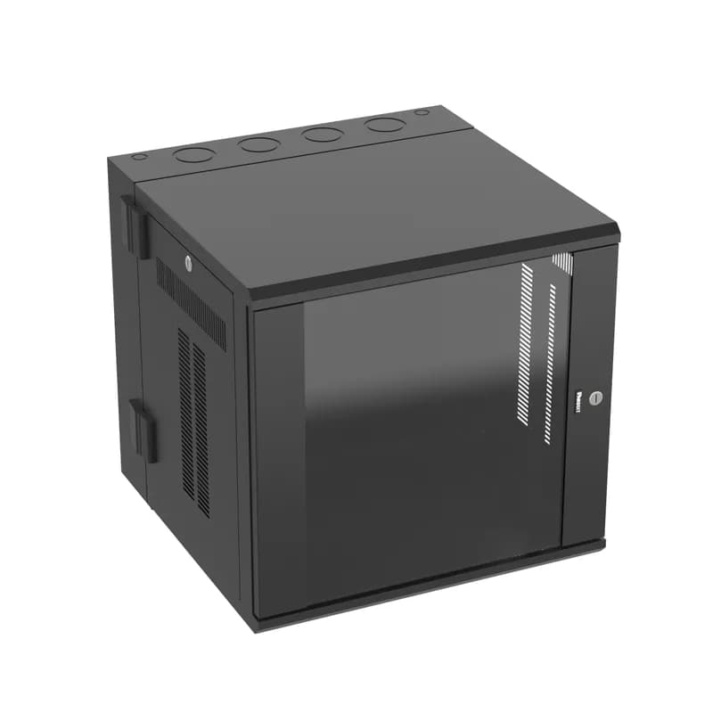Panduit PZWMC12W - The PanZone Wall Mount Cabinet with windowed door is 25 inches deep and includes hinged doors on the front and back for complete access to networking equipment to make moves, adds, and changes easy. The removable side panels allow for access to cable routing. The enclosure is engineered to allow proper climate control for use with various networking equipment. The 12 RU enclosure is rated to 250 pounds and is black.