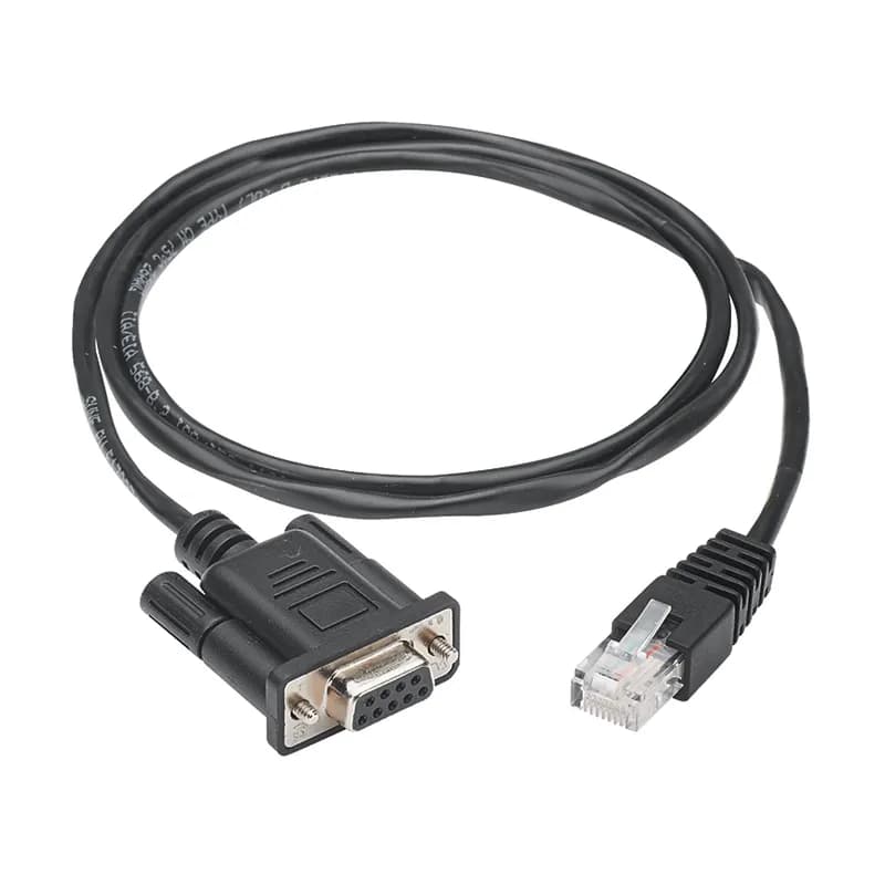 The Serial Communicatoin Cable (RJ45-DB9) is used to establish a serial connection between a computer and the Panduit G5 iPDU. The cable measures 39.4 inches (1m).