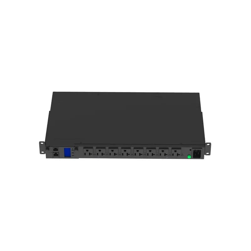 Panduit P08E16M - This Panduit G5 Monitored Switched PDU features (8) 5-20R outlets. It is a 20 amp, 120 V, single phase PDU with a NEMA L5-20P input plug and a 10 foot (3m) power cord.