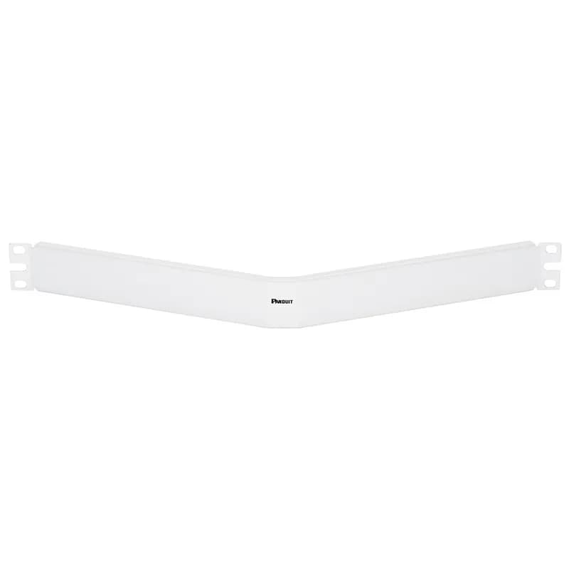 Rack filler panel, angled, 1 RU horizontal, reserves rack space for future use and is white