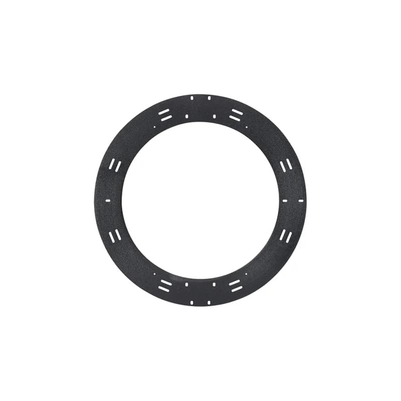 The Slack Management Storage Ring provides proper bend radius for excess cable storage. The steel ring has many different mounting options, including wall mount or various mounting methods to 4 post racks. The ring is 24 inches in diameter. Includes hook and loop for easy cable tie-off. Product is black.