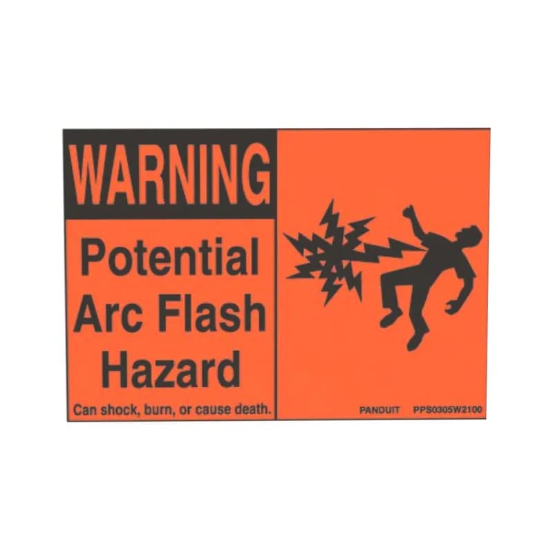 The PPS0204W2100A Pre-Printed Arc Flash Warning Sign is constructed from a laminated material that protects the legend from abrasion and chemicals, resists UV light, chemical atmosphere, and abrasion; excellent life and adhesion properties. Legend "WARNING Potential Arc Flash Hazard Can shock, burn or cause death" Polyester. 4" x 2.25" (101.6 mm x 57.2 mm). Color Orange. Legend: Black. 5 signs per package.