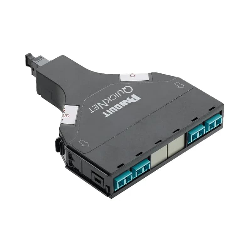 40-10G QUICKNET SFQ CASSETTE WITH OS2 FIBER, STANDARD LOSS, 8 FIBER TOTAL, FRONT LC DUPLEX BLUE ADAPTER, REAR MALE MTP (PINS); METHOD A CONNECTIVITY