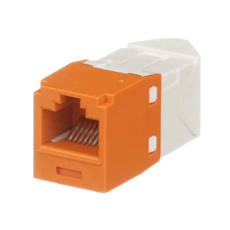 The Mini-Com Cat 6 UTP RJ45 Left/Right 45 Angled TG Jack Module is designed to terminate 4-pair, 22-26 AWG twisted pair cable and improves cable routing to jacks in tight spaces. Each module is 100% factory tested to exceed industry standard performance requirements. TG style termination eliminates the need for a termination tool. Each jack is individually serialized for traceability and is compatible with Mini-Com Modular Patch Panels and Faceplates.