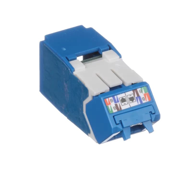 The Mini-Com Cat 6A UTP RJ45 Up/Down 45 Angled TG Jack Module is designed to terminate 4-pair, 22-26 AWG twisted pair cable and improves cable routing to jacks in tight spaces. Each module is 100% factory tested to exceed industry standard performance requirements. TG style termination eliminates the need for a termination tool. Each jack is individually serialized for traceability and is compatible with Mini-Com Modular Patch Panels and Faceplates.