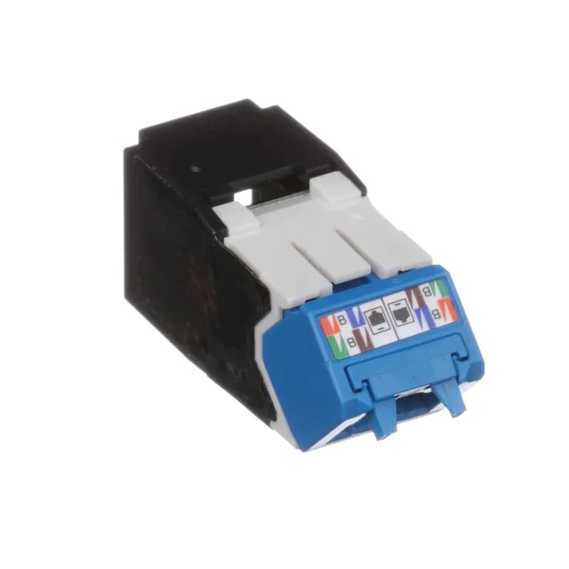 The Mini-Com Cat 6A UTP RJ45 Up/Down 45 Angled TG Jack Module is designed to terminate 4-pair, 22-26 AWG twisted pair cable and improves cable routing to jacks in tight spaces. Each module is 100% factory tested to exceed industry standard performance requirements. TG style termination eliminates the need for a termination tool. Each jack is individually serialized for traceability and is compatible with Mini-Com Modular Patch Panels and Faceplates.