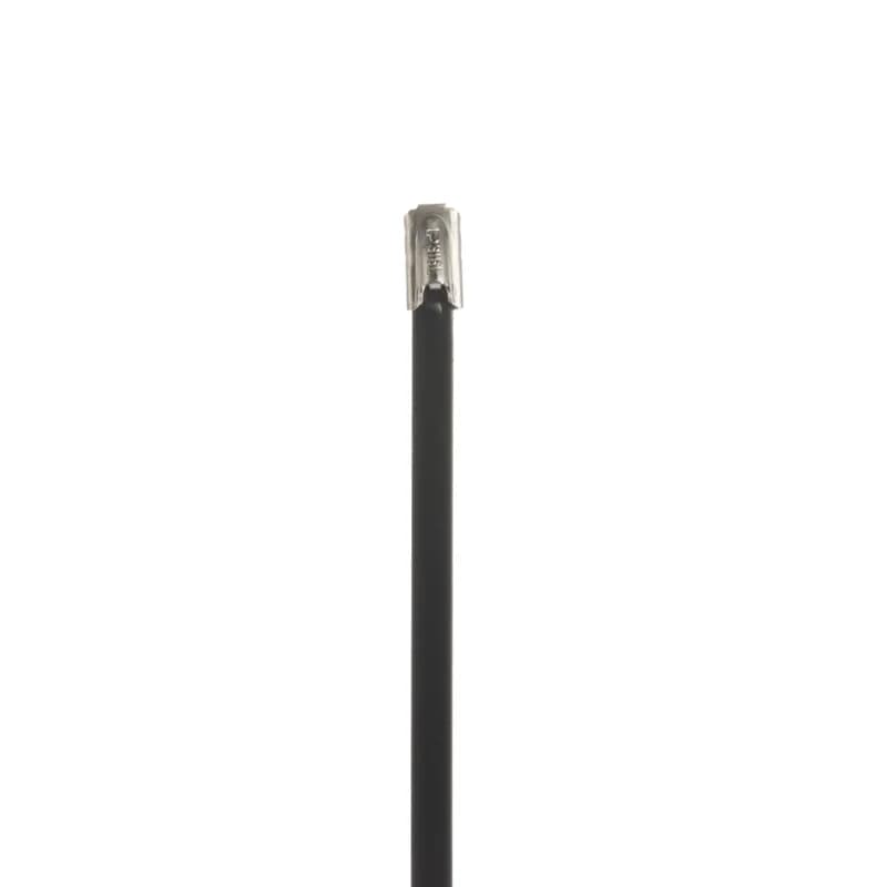 StrongHold IMLTFC51S-C6L Fully Coated Metal Locking Ties are suitable for a variety of environments, from general purpose applications all the way to chemical plants and refineries the StrongHold IMLTs are strong enough to withstand the most corrosive environments. Standard, 7.9" (201mm) length. For indoor/outdoor use, made of 316L stainless steel, fully coated, are black in color, and come in packages of 100.
