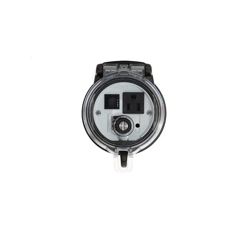 Panduit DAP3BC-S3-4 - Data Access Port, 3in. Base, Simplex Outlet, 3 Amp Circuit Breaker, CAT 5e Shielded Coupler