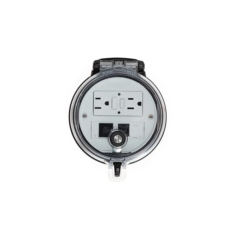 Panduit DAP4BC-G3-6 - Data Access Port, 4in. Base, GFCI Outlet, CAT 6 Coupler, 3 Amp Breaker